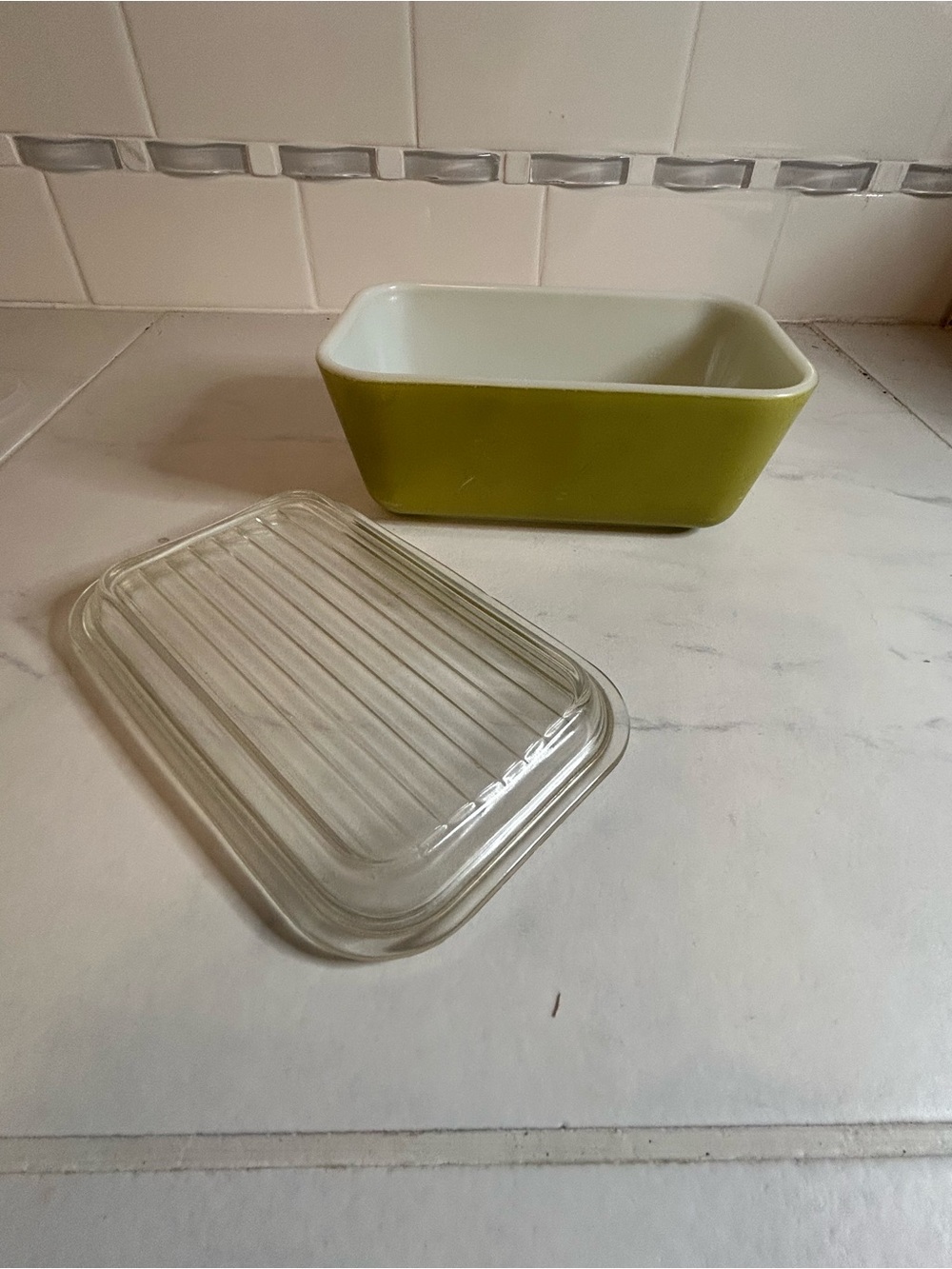Pyrex green Glass Lid butter dish - vintage EUC!